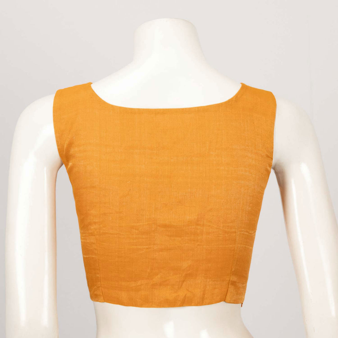 Orange Silk Cotton Blouse with Padding - Avishya
