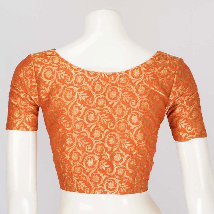 Orange Handcrafted Brocade Banarasi Silk Blouse - Avishya