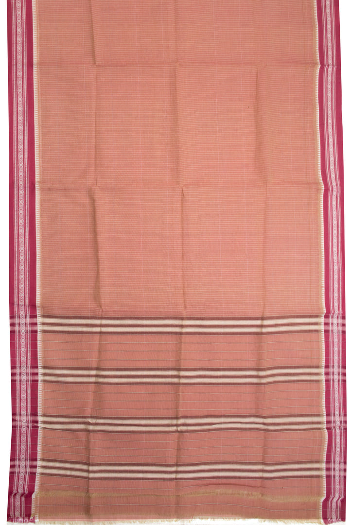 Peach Handloom Narayanpet Cotton Saree Without Blouse 10064380 - Avishya