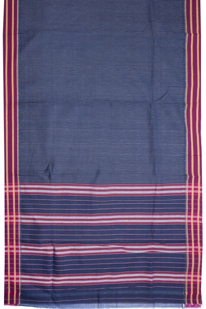 Space Blue Handloom Narayanpet Cotton Saree Without Blouse-Avishya