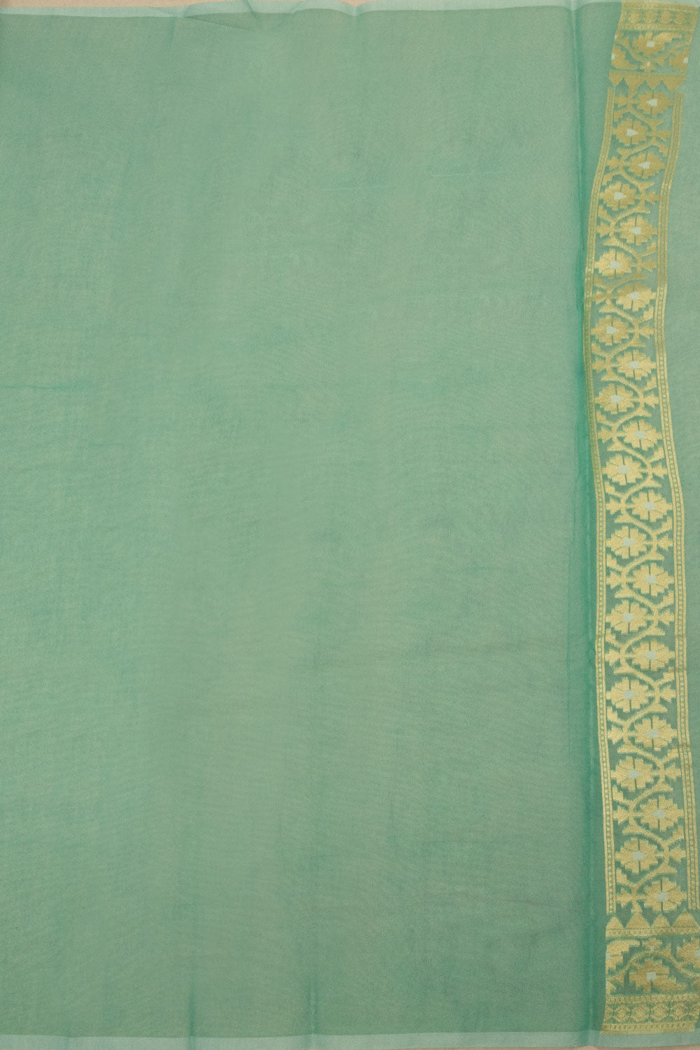 Green Handloom Banarasi Cotton Saree - Avishya 