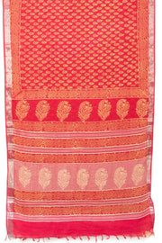 Orange Printed linen saree - Avishya