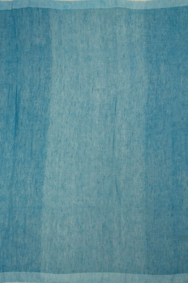 Blue Printed Linen Saree 10064476.