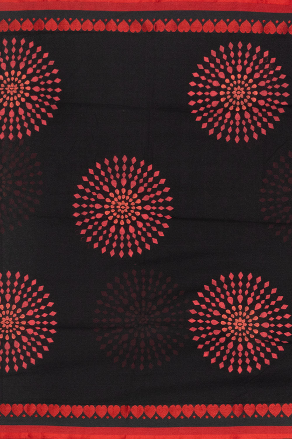 Black Printed Linen Saree - Avishya