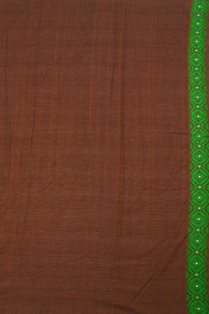 Chocolate Brown Handloom Assam Cotton Saree - Avishya