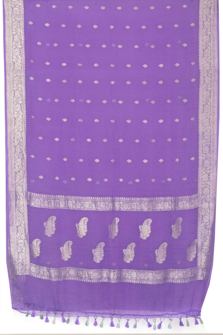 Purple Handloom Khaddi Banarasi Chiffon Saree - Avishya