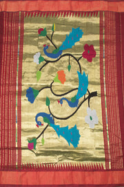 Dark Maroon Handloom Paithani Cotton Saree 10064574