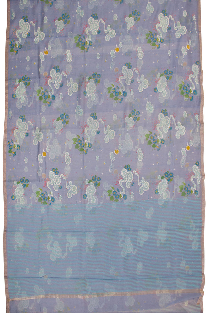 Pale Blue Printed Chanderi Silk Cotton Saree - Avishya