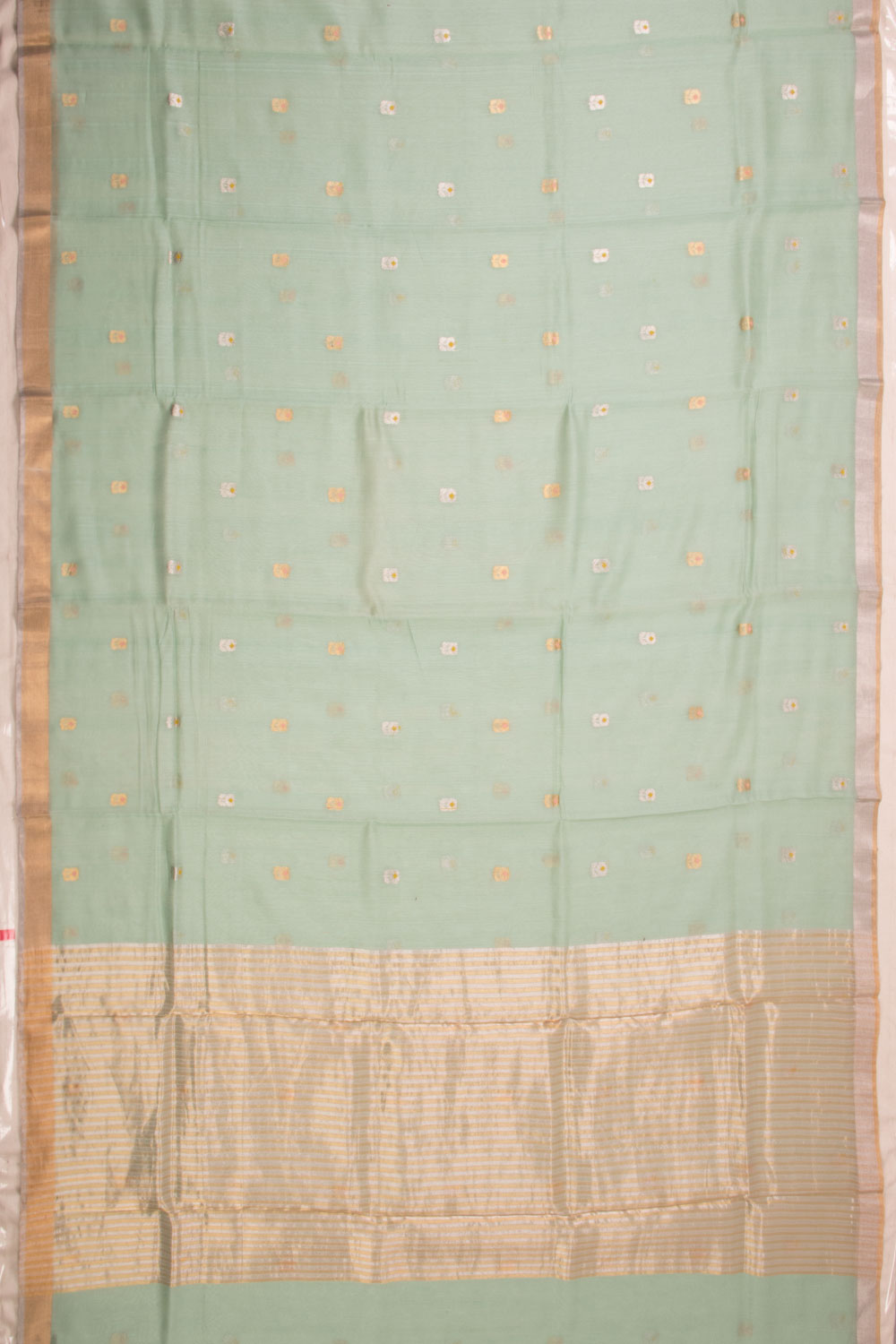 Pastel Green Handloom Chanderi Silk Cotton Saree 10064653