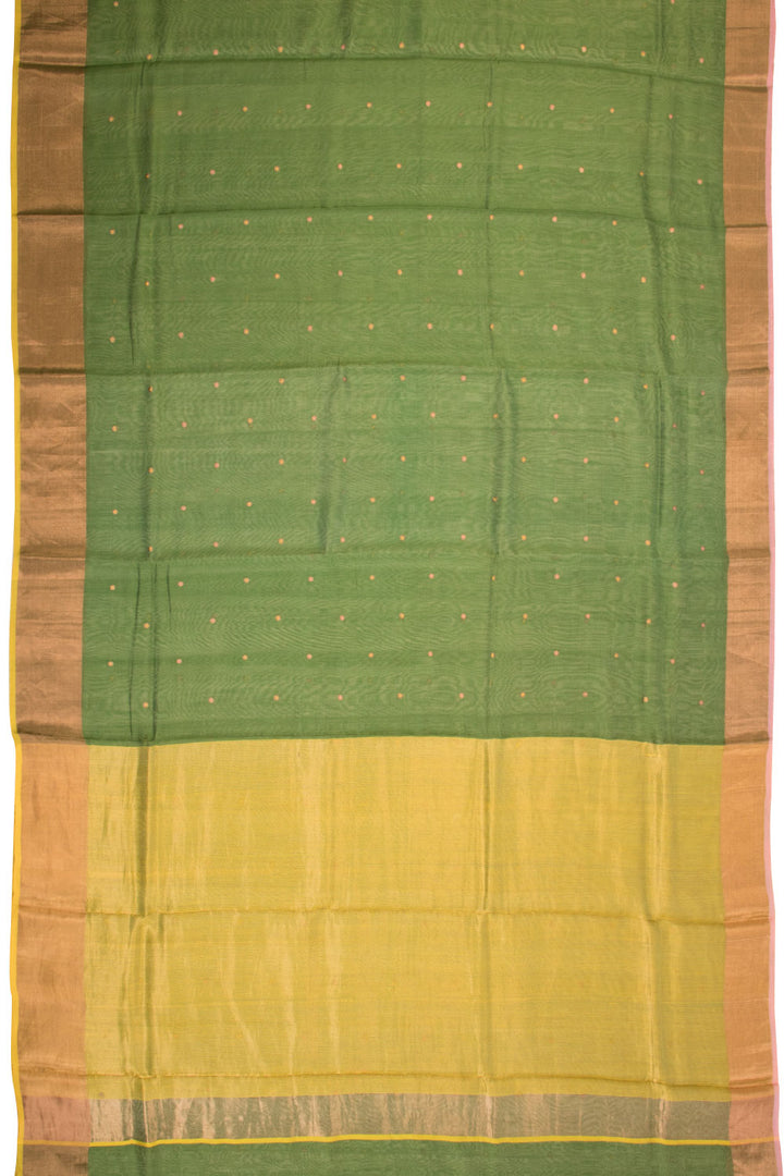 Finch Green Handloom Chanderi Silk Cotton Saree - Avishya