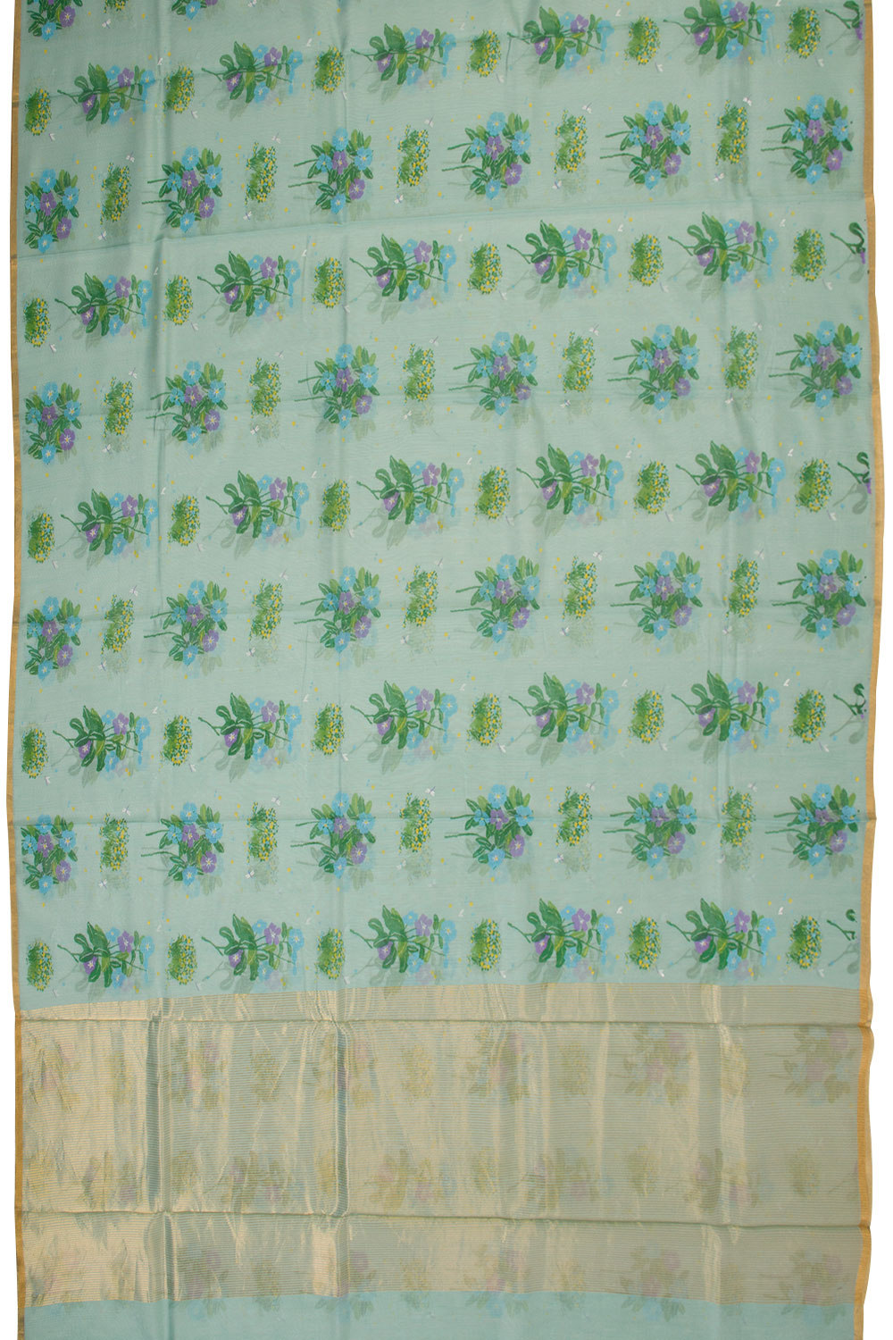 Blue Printed Chanderi Silk Cotton Saree - Avishya