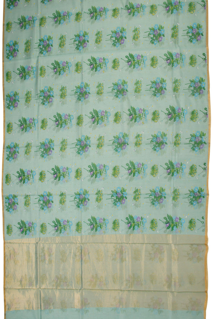 Blue Printed Chanderi Silk Cotton Saree - Avishya