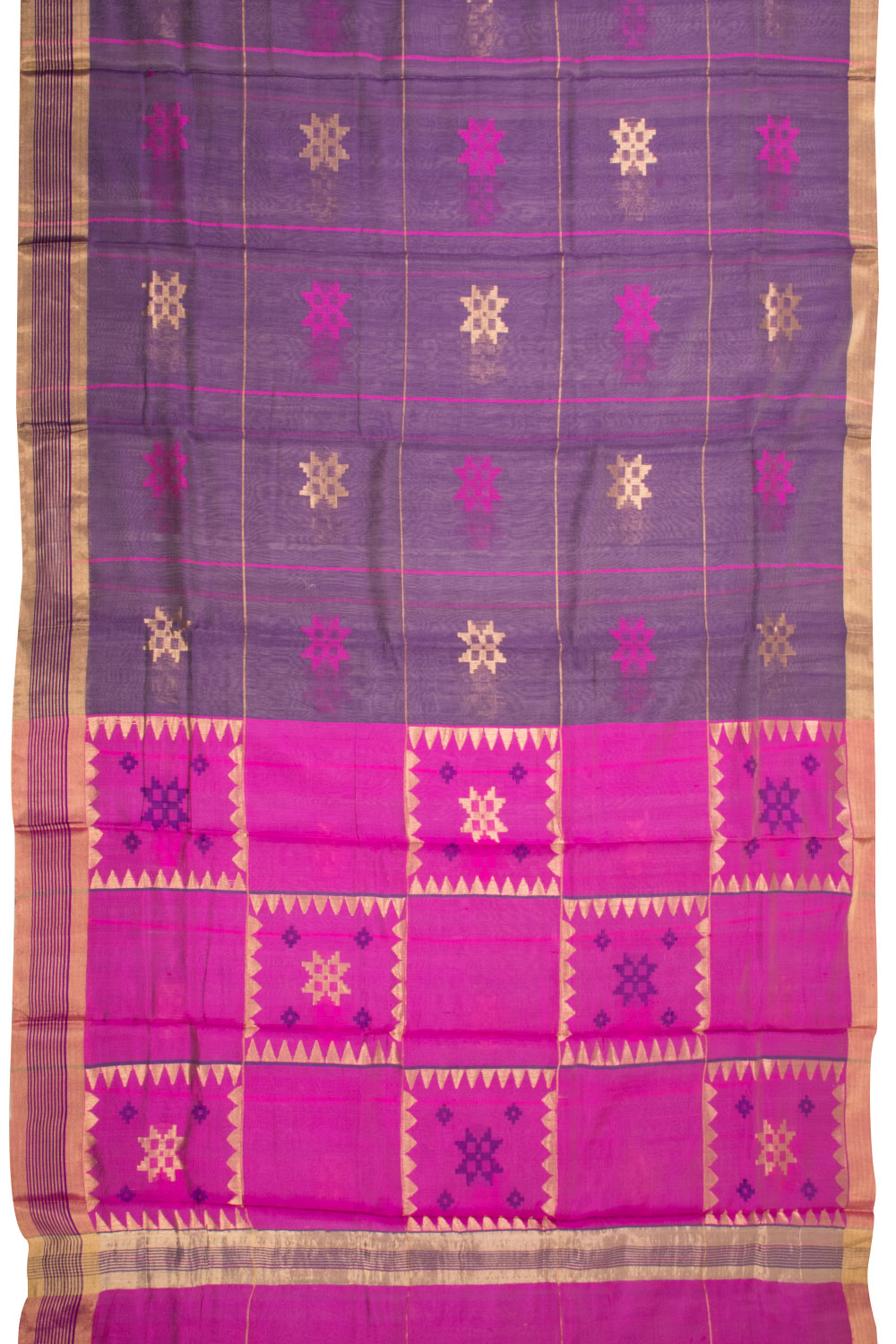 Purple Handwoven Chanderi Silk Cotton Saree -Avishya