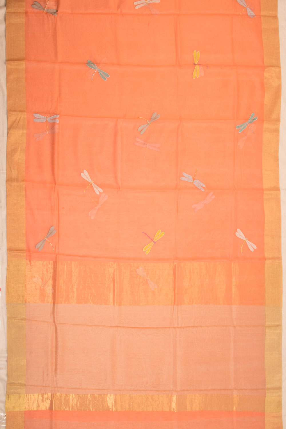 Peach Handwoven Chanderi Silk Cotton Saree - Avishya