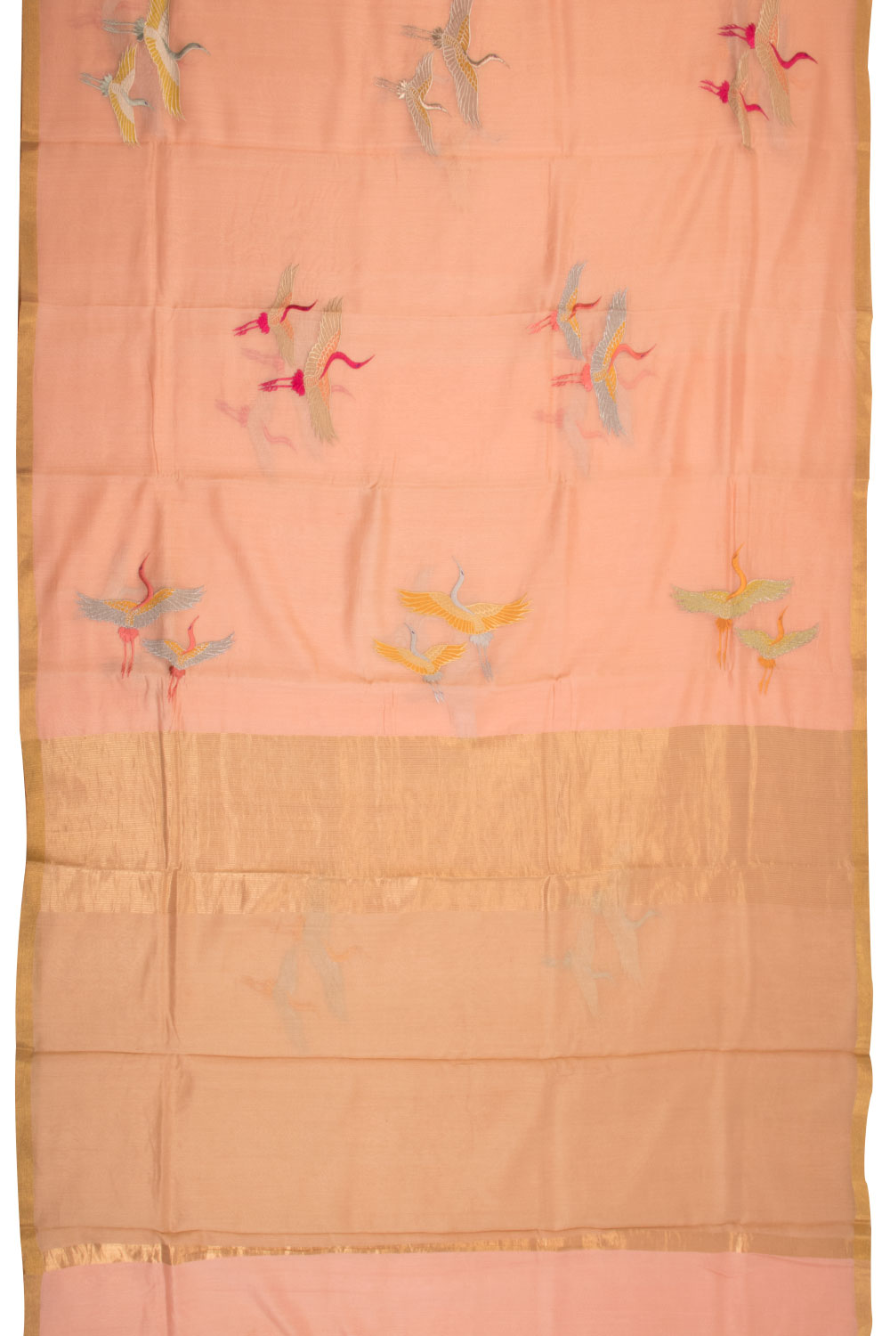 Peach Handwoven Chanderi Silk Cotton Saree-Avishya