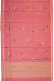Pink Handwoven Chanderi Silk Cotton Saree 10064677