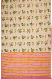 Off White Printed Chanderi Saree 10064678