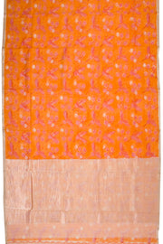 Orange Printed Chanderi Saree 10064680