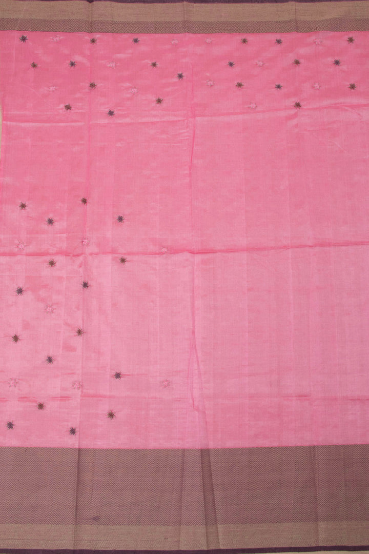 Blush Pink Handloom Maheshwari Silk Cotton Saree 10064711