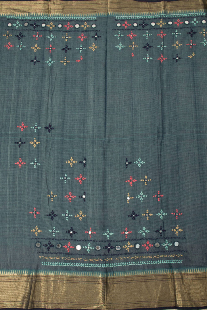 Tiffany Blue Handloom Maheshwari Silk Cotton Saree 10064714