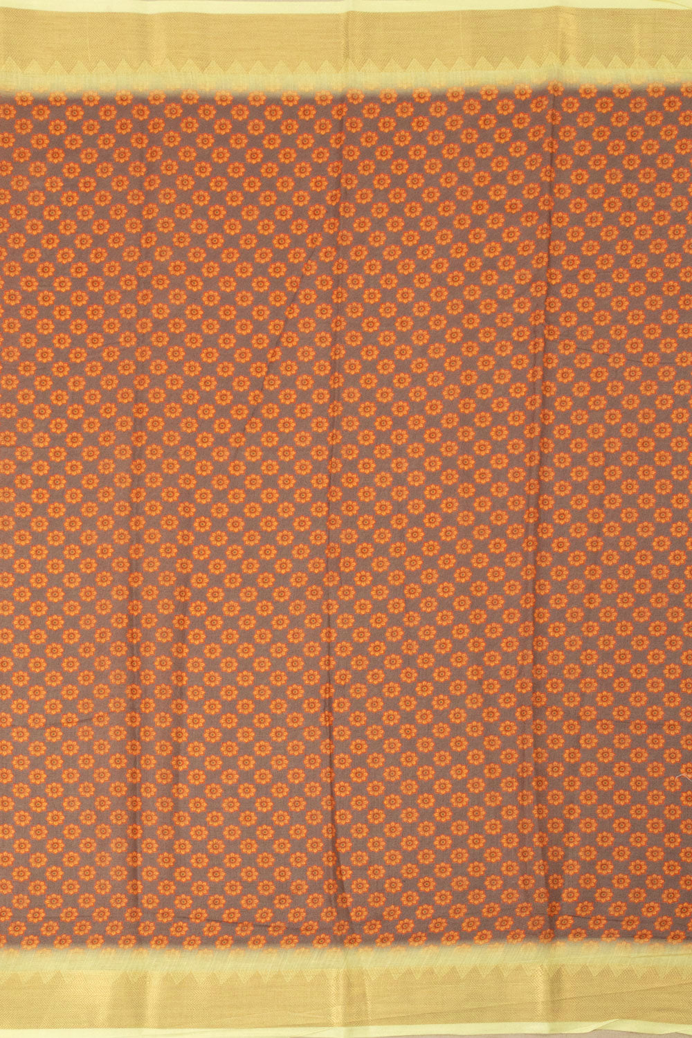 Orange Printed Linen Saree - Avishya