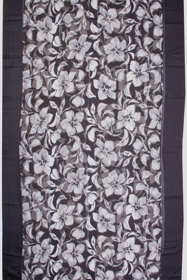 Black and White Printed Organza Saree 10064860 - Avishya