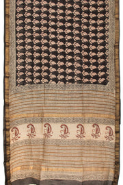 Black Anokhi Hand Block Printed Saree - Avishya