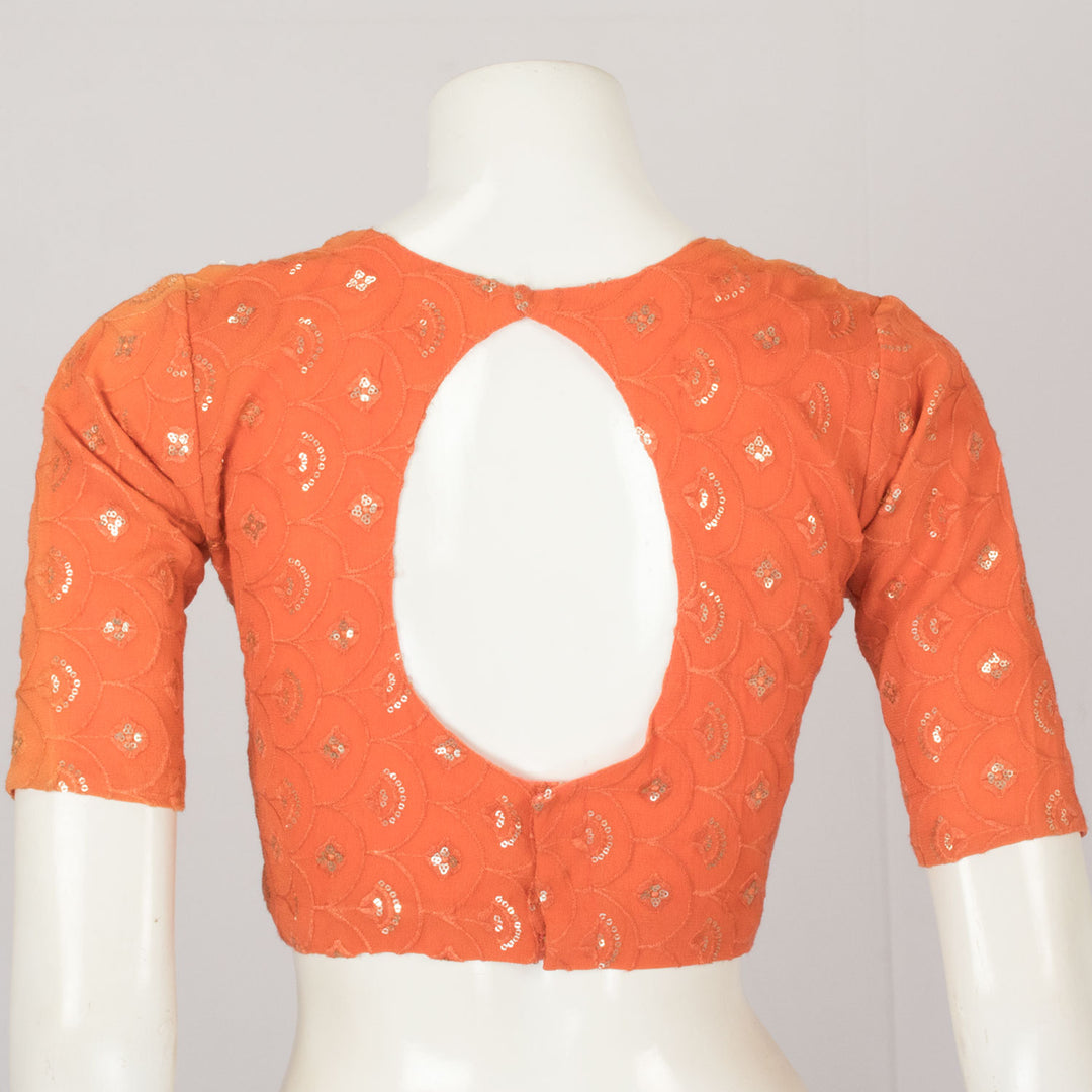 Orange Sequin Embroidered Georgette Blouse - Avishya