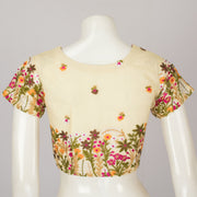 Cream Hand Embroidered Net Silk Blouse - Avishya
