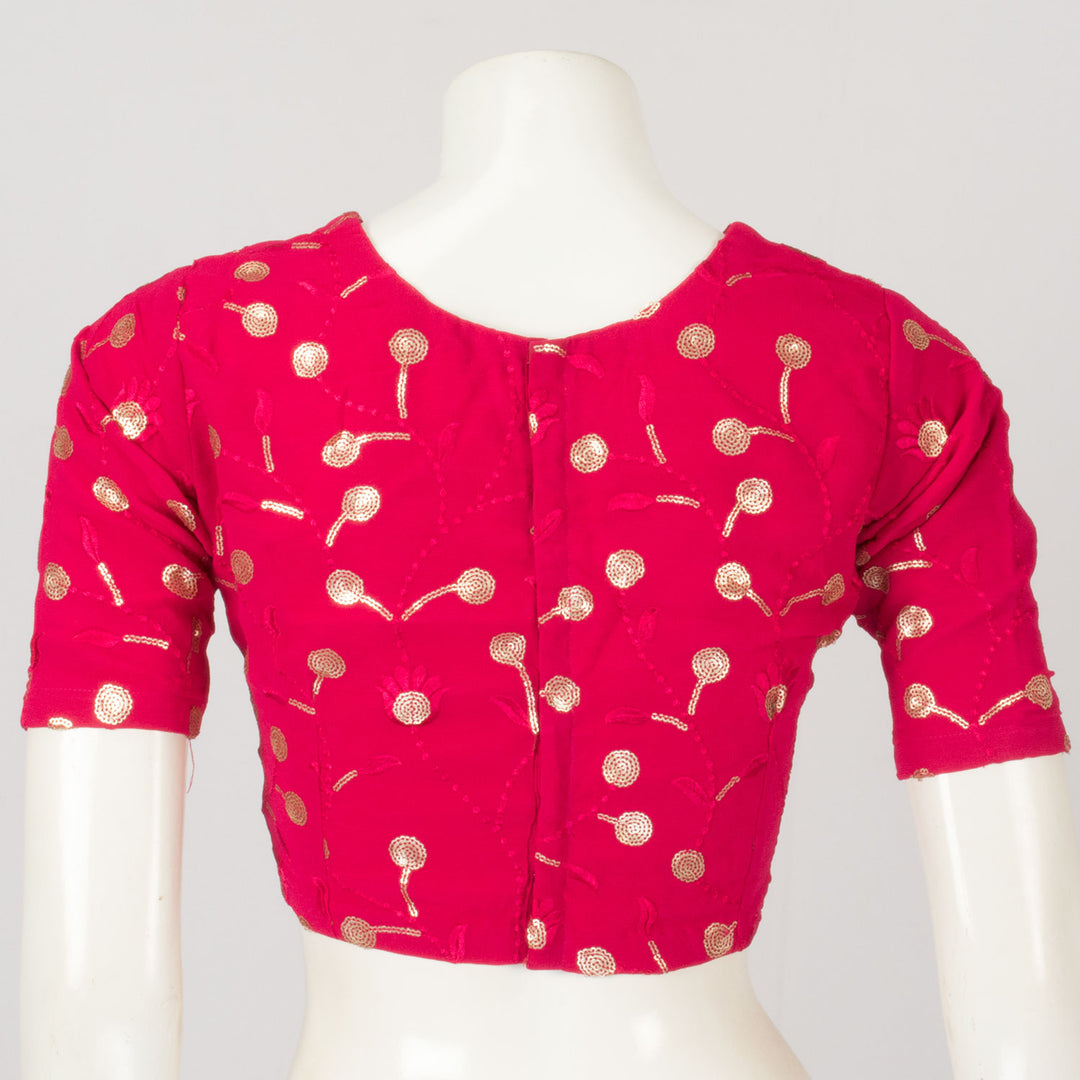 Hot Pink Sequin Embroidered Georgette Blouse-Avishya