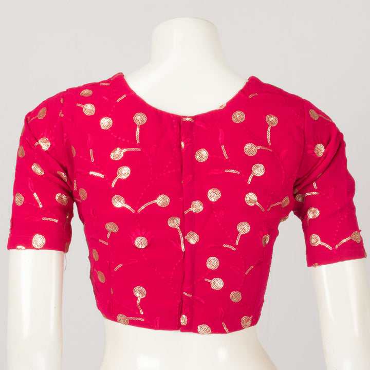 Hot Pink Sequin Embroidered Georgette Blouse-Avishya