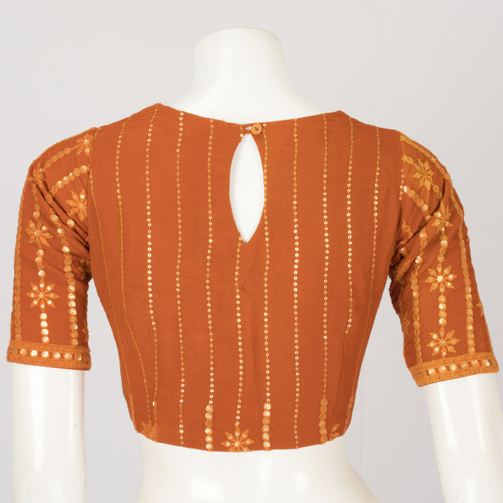 Brown Sequin Embroidered Georgette Blouse - Avishya
