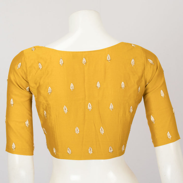 Yellow Zardosi Embroidered Chanderi Silk Cotton Blouse - Avishya
