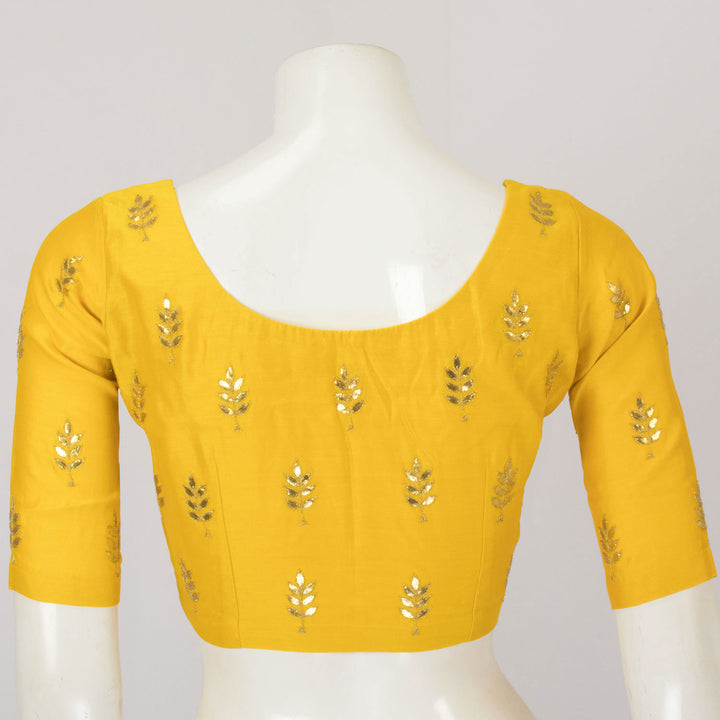 Yellow Sequin Embroidered Chanderi Silk Cotton Blouse - Avishya