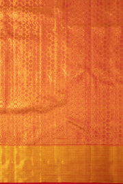 24 Carat Golden Red Bridal Kanjivaram Silk Saree - Avishya
