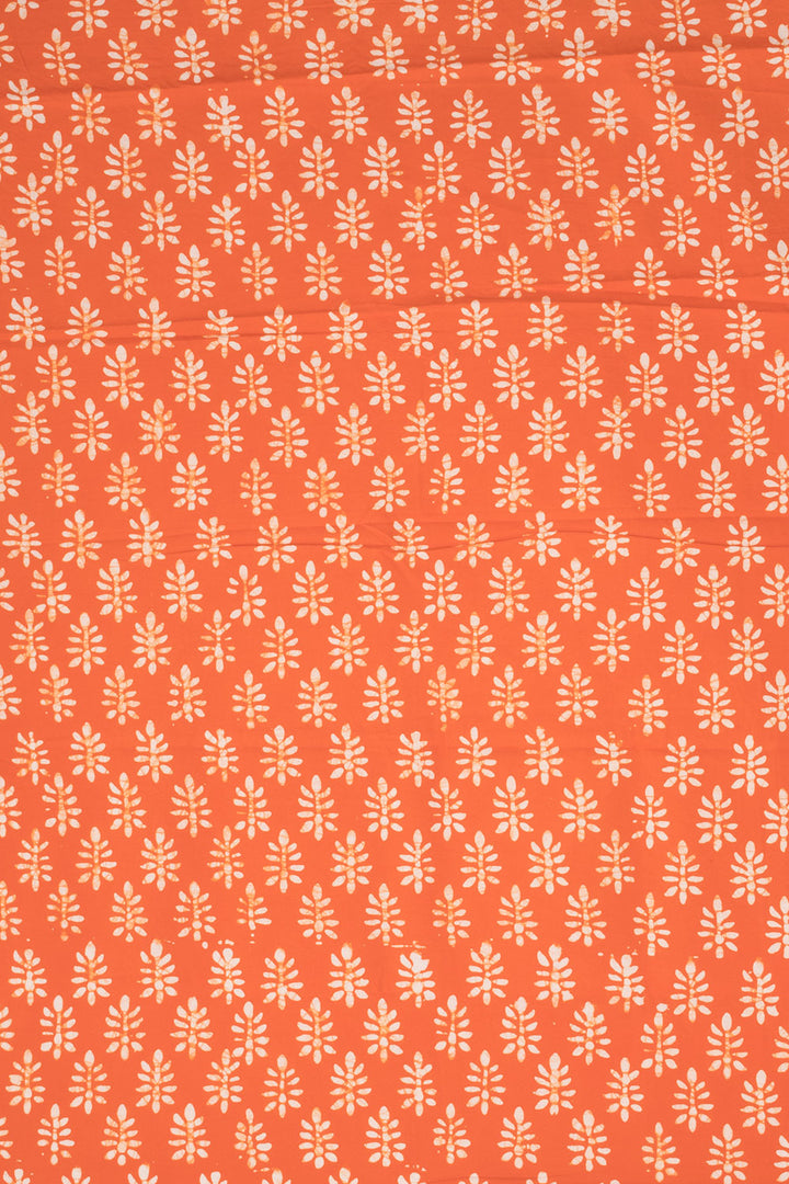 Orange Batik Printed Cotton 3-Piece Salwar Suit Material - Avishya
