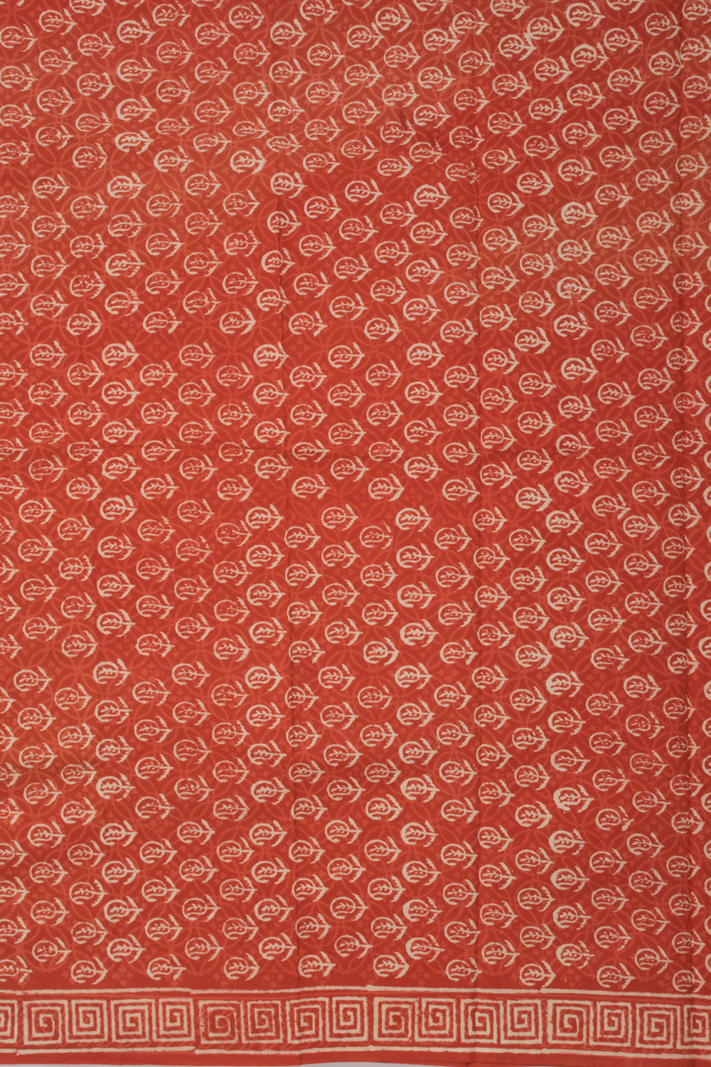 Red Hand Block Printed Cotton 3-Piece Salwar Suit Material - Avishya