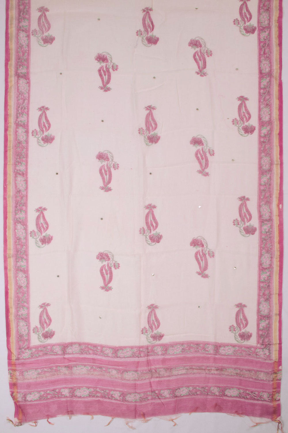 Embroidered 3-Piece Silk Cotton Salwar Suit Material  - Avishya