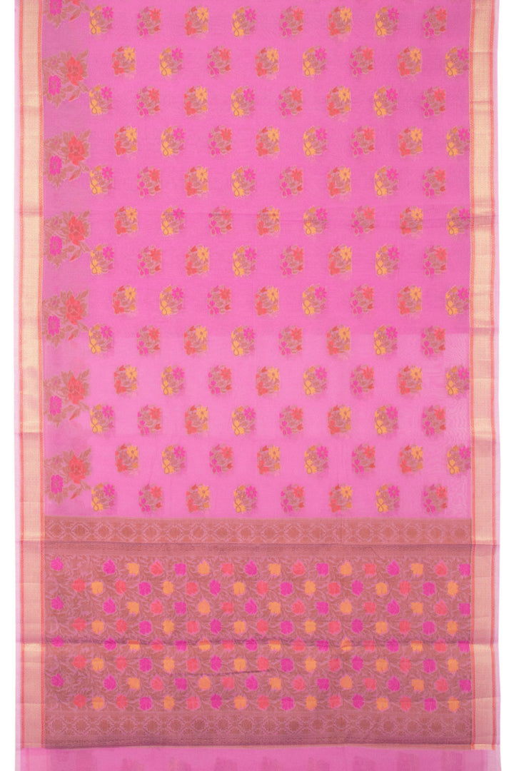 Pink Handloom Banarasi Cotton Saree 10065111