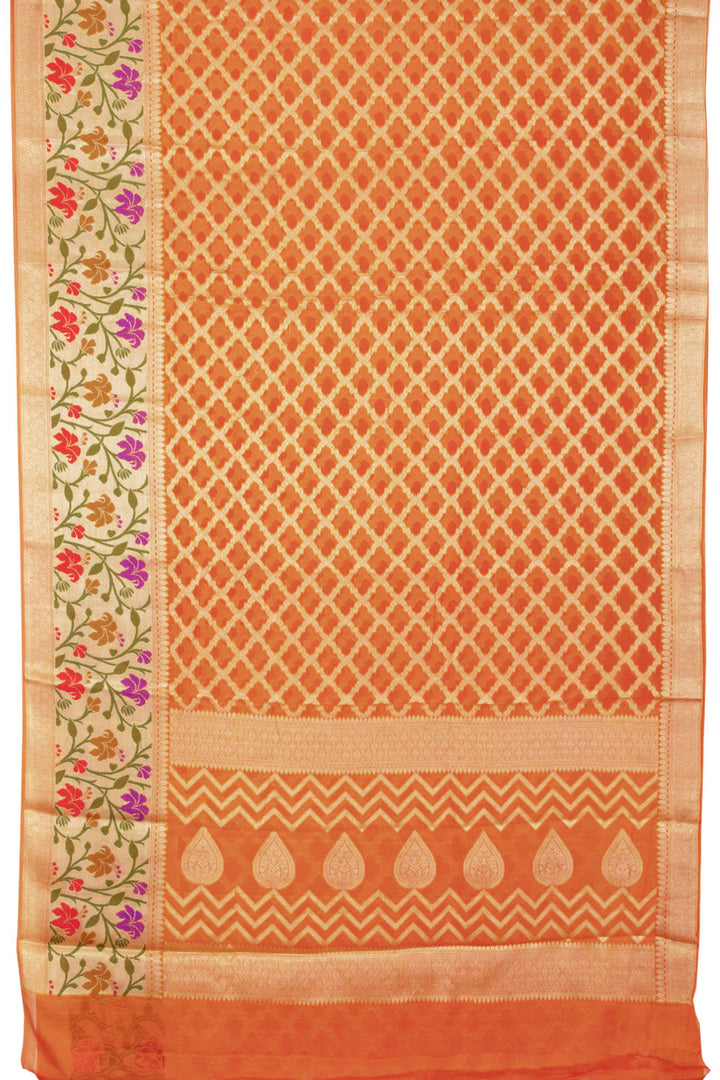 Orange  Handloom Banarasi Chiffon Saree - Avishya