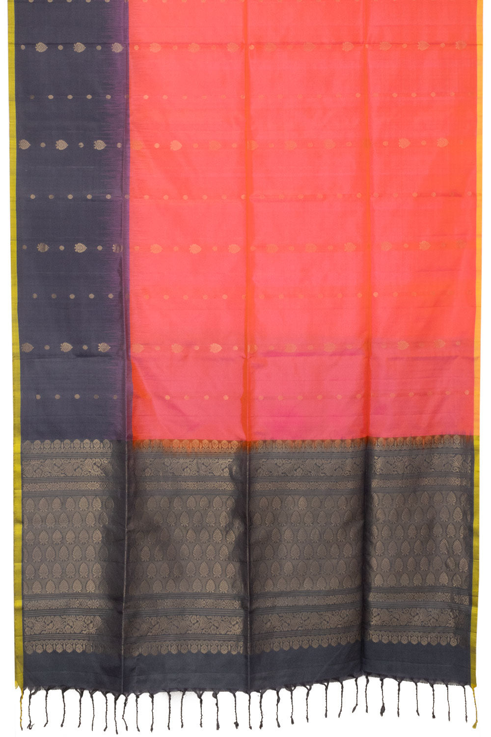 Coral Pink Handloom Kanjivaram Soft Silk Saree 10065225