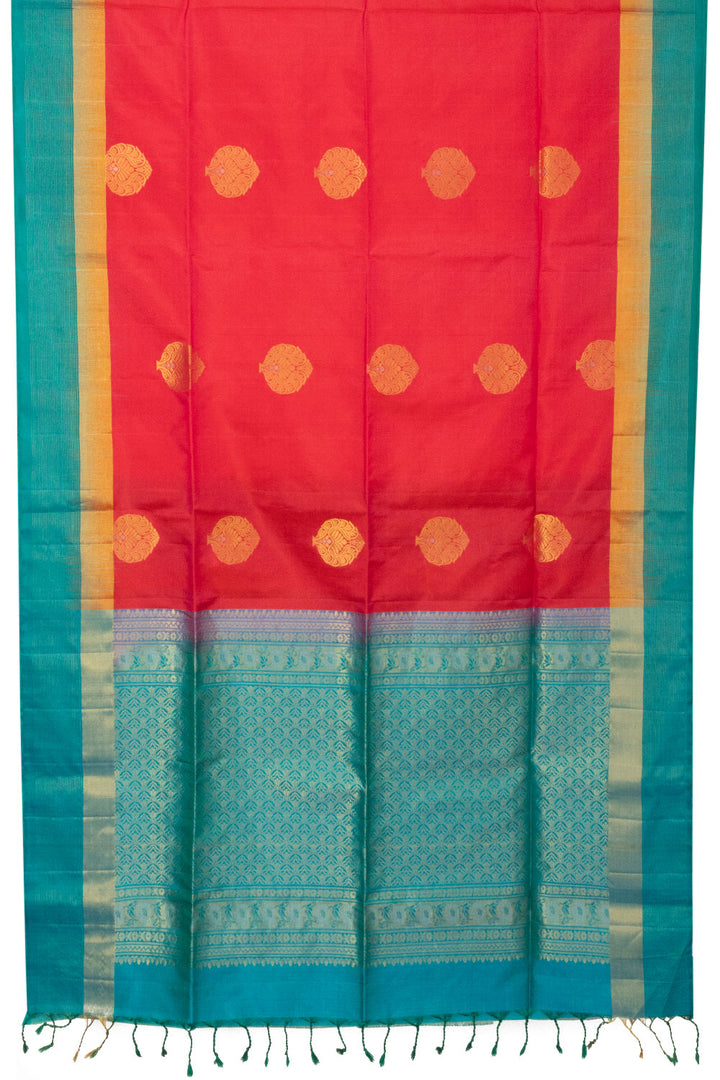 Crimson Red Handloom Kanjivaram Soft Silk Saree - Avishya