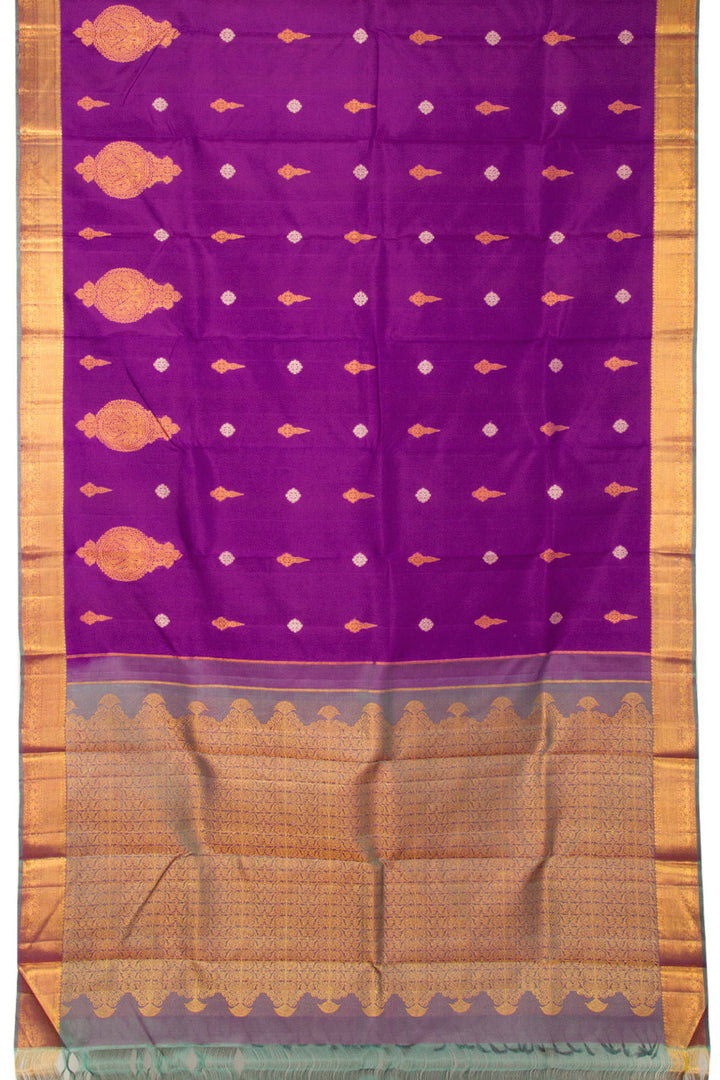 Violet Handloom Kanjivaram Silk Saree 10065273