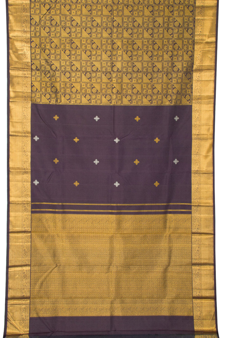 Dark Violet Handloom Kanjivaram Silk Saree - Avishya