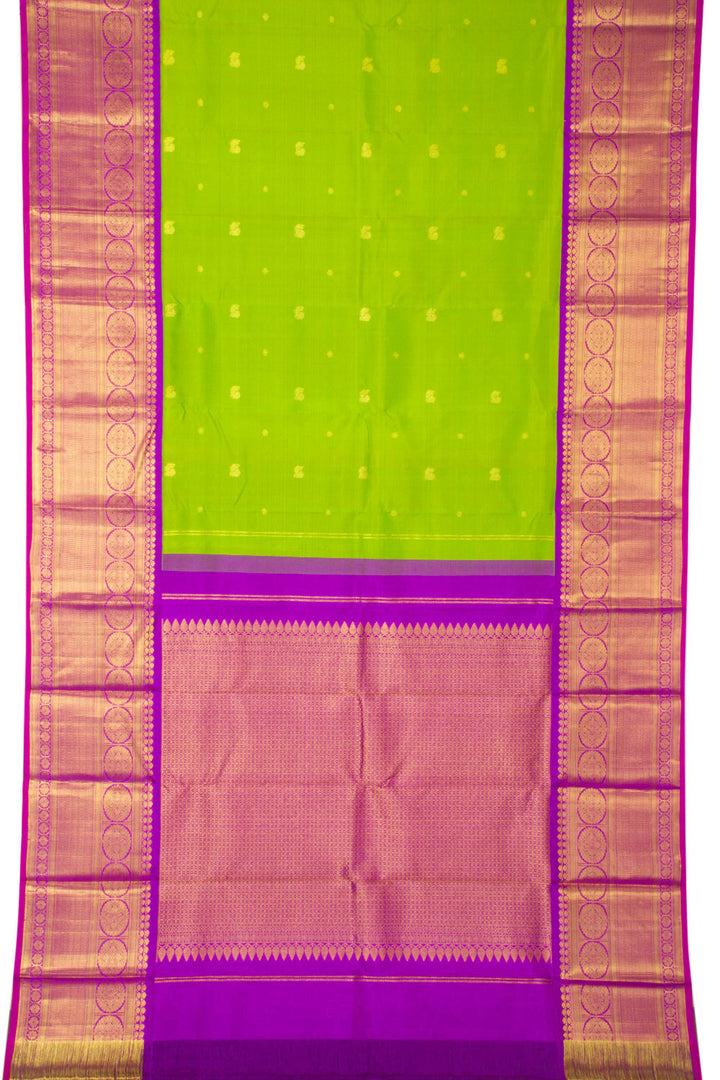 Parrot Green Handloom Korvai Kanjivaram Silk Saree - Avishya