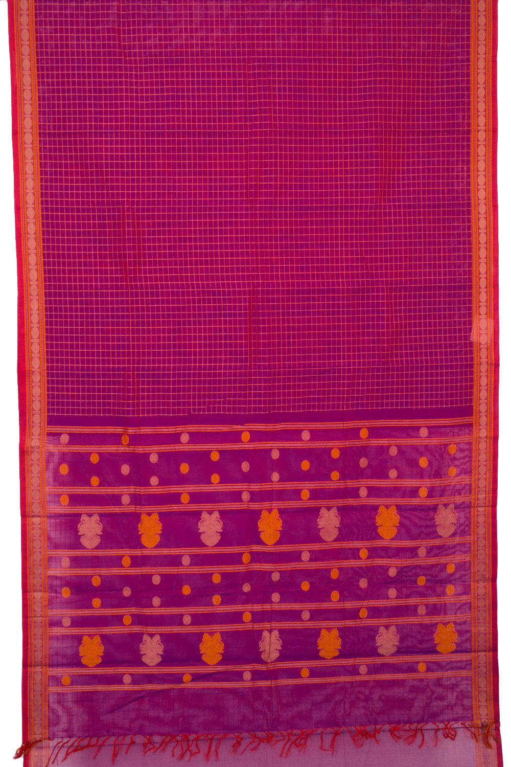 Magenta Handloom Kanchi Cotton Saree - Avishya