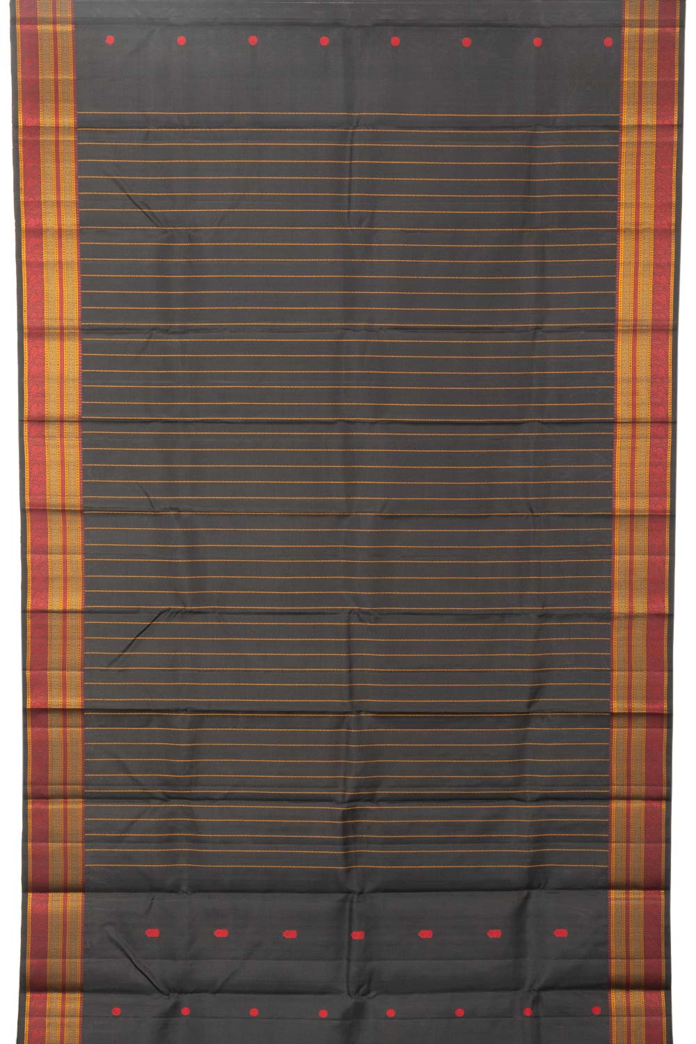 Black Handloom Thread work Kanjivaram Silk Saree - Avishya