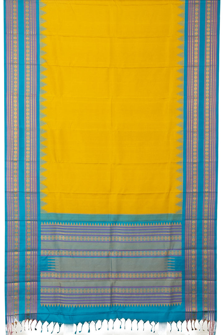 Yellow Handloom Thread work Kanjivaram Silk Saree - Avishya