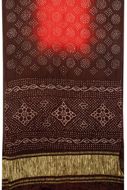 Red Handcrafted Bandhani Modal Silk Saree 10075719
