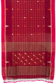 Maroon Handloom Jamdani Cotton Saree - Avishya